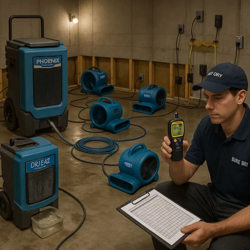 Structural Drying and Dehumidification process in Saddle River, NJ